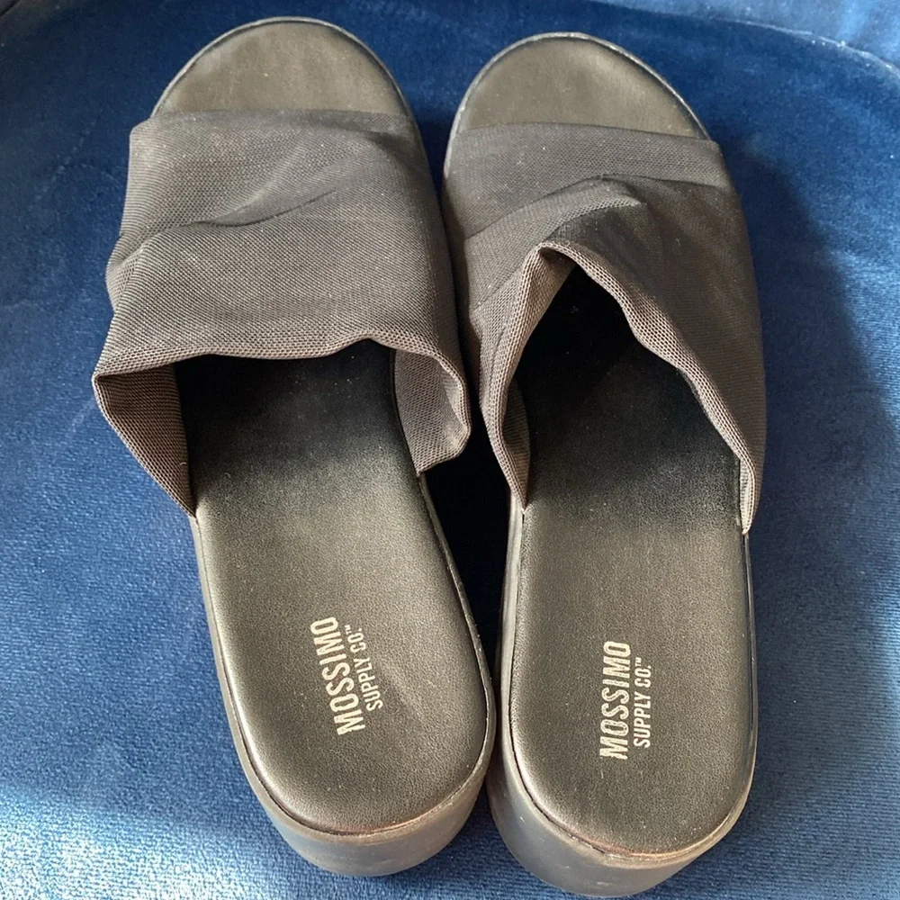Mossimo 90s Y2K Style Chunky Platform Slinky Slip On Sandals Black Size 9.5